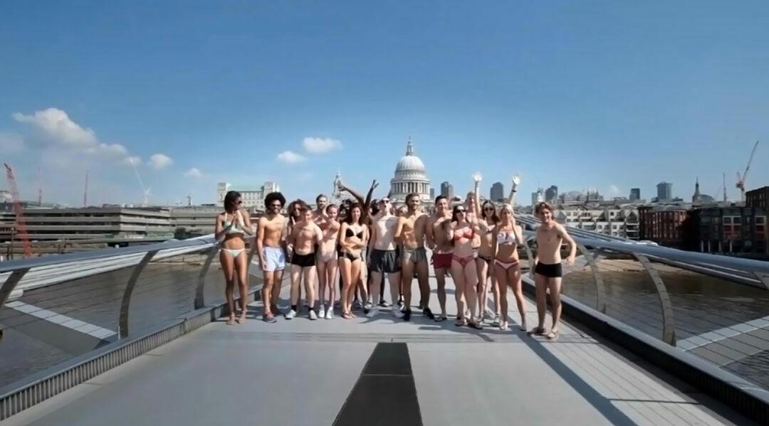 swimming pool party at The Millennium Bridge